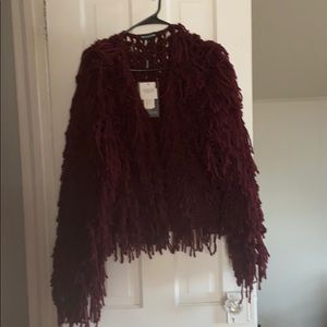 Shaggy knit cropped cardigan